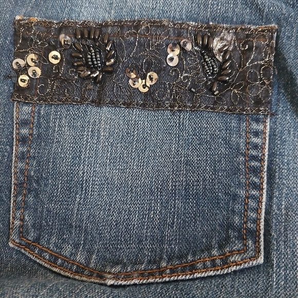 Harold's Blue Denim Jeans Embellished Back Pockets Flare Bootcut Size 12 Womens - Picture 9 of 14